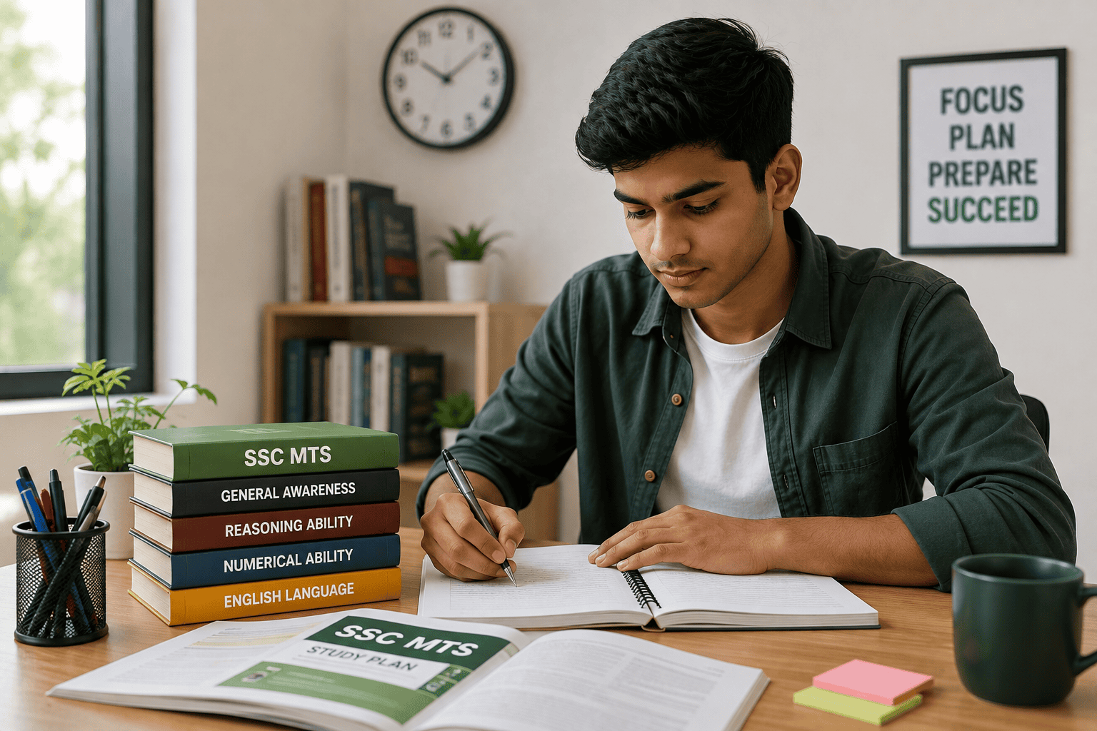 Student preparing for SSC MTS examination