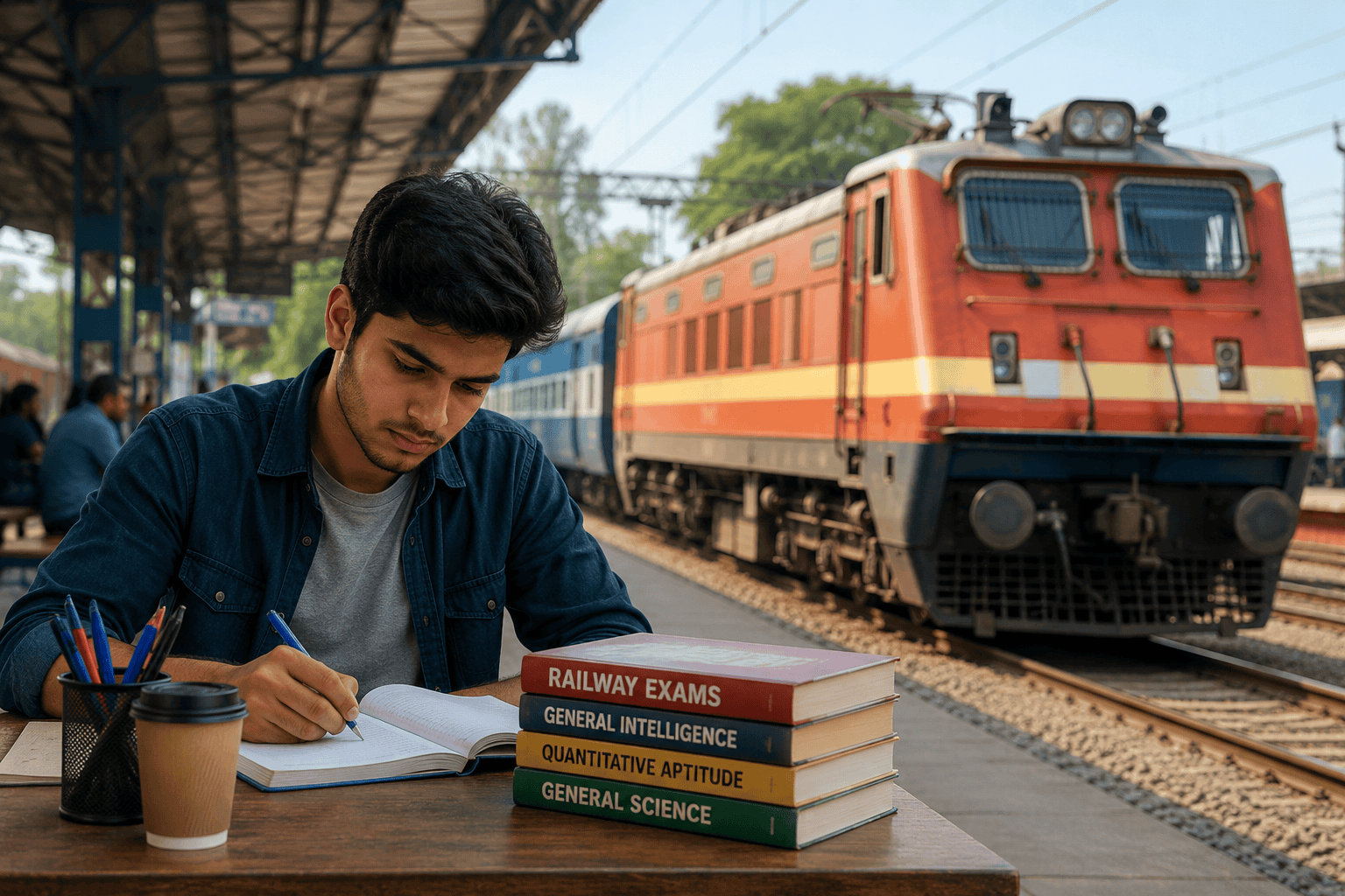 Student preparing for railway recruitment exams